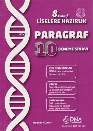 DNA Yayınları 8. Sınıf Liselere Hazırlık Paragraf 10 Deneme Sınavı - 1