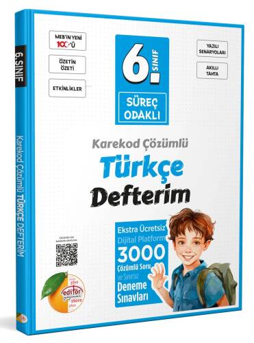 Editör Yayınevi 6. Sınıf Süreç Odaklı Türkçe Defterim - Karekod Çözümlü - 1