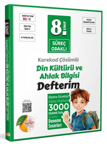 Editör Yayınevi 8. Sınıf Süreç Odaklı Din Kültürü ve Ahlak Bilgisi Defterim - Karekod Çözümlü - 1