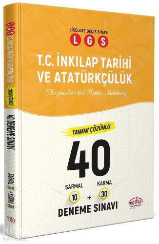 Editör Yayınları 8. Sınıf LGS T.C. İnkılap Tarihi ve Atatürkçülük 40 Deneme 10 Sarmal + 30 Karma Çözümlü Editör - 1