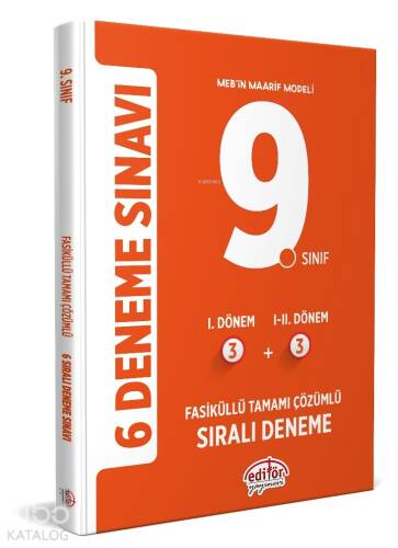 Editör Yayınları 9.Sınıf (3+3) Fasiküllü Tamamı Çözümlü 6 Deneme Sınavı - 1