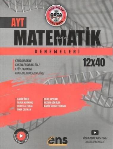 ENS Yayınları AYT Matematik 12 x 40 Denemeleri - 1