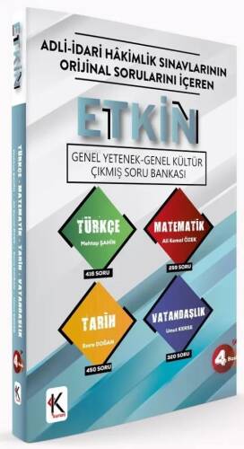 Etkin Genel Kültür Genel Yetenek Çıkmış Soru Bankası;Adli İdari Hakimlik Sınavlarının Orjinal Sorularını İçeren - 1