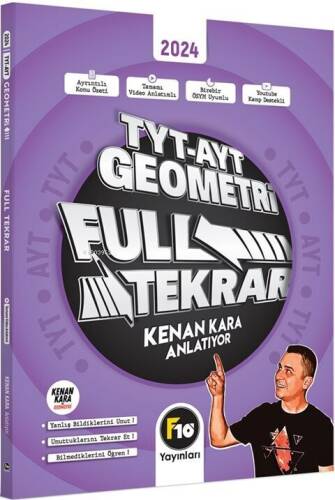 F10 Yayınları TYT AYT Geometri Full Tekrar Video Ders Kitabı;Kenan Kara Anlatıyor - 1