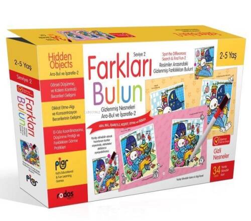 Farkları Bulun (Seviye 2) /Gizlenmiş Nesneleri Ara-Bul-İşaretle / 2-5 Yaş - 1