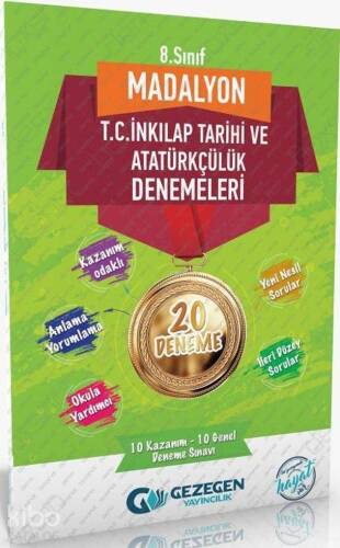 Gezegen Yayınları 8. Sınıf LGS T.C. İnkılap Tarihi ve Atatürkçülük Madalyon 20 li Denemeleri Gezegen - 1