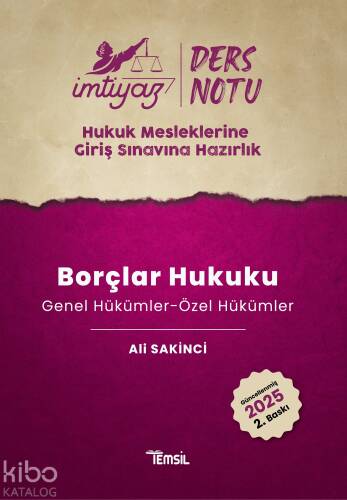 İmtiyaz HMGS Borçlar Hukuku Genel Hükümler - Özel Hükümler Ders Notları - 1