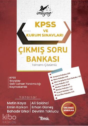 İmtiyaz Kpss ve Kurum Sınavları Çıkmış Soru Bankası - 1