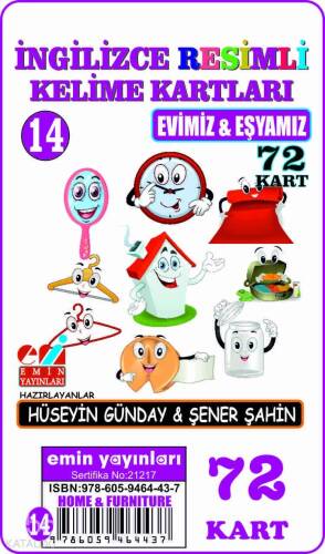 İngilizce 14.Evimiz ve Eşyamız / Resimli Kelime Kartları 72-Kart - 1