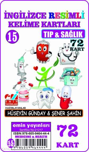 İngilizce 15.Tıp ve Sağlık / Resimli Kelime Kartları 72-Kart - 1