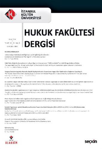 İstanbul Kültür Üniversitesi Hukuk Fakültesi Dergisi Cilt:20 – Sayı:1 Ocak 2021 - 1