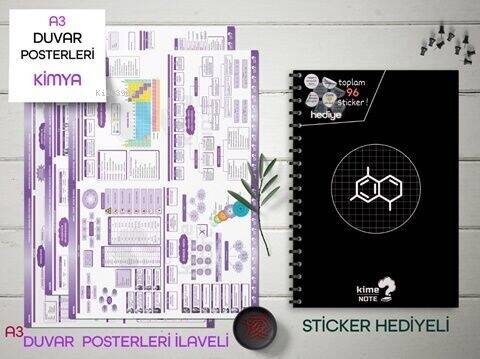 Kime Note TYT Kareli Kimya Okul Defteri Konu Anlatımlı 3 Büyük Poster ve 96 Sticker Hediye - 1