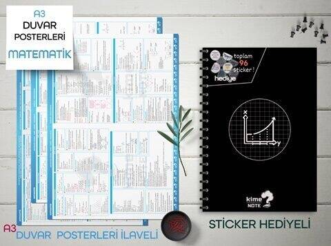 Kime Note TYT Kareli Matematik Okul Defteri Konu Anlatımlı 3 Büyük Poster ve 96 Sticker Hediye - 1