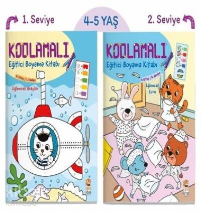 Kodlamalı Eğitici Boyama Seti-4-5 Yaş 1.2.Seviye-2 Kitap Takım - 1