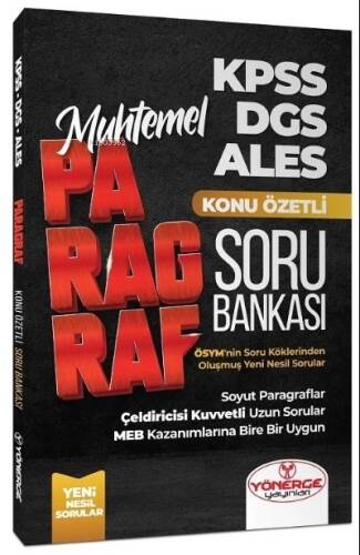 KPSS DGS ALES Muhtemel Paragraf Konu Özetli Soru Bankası - 1