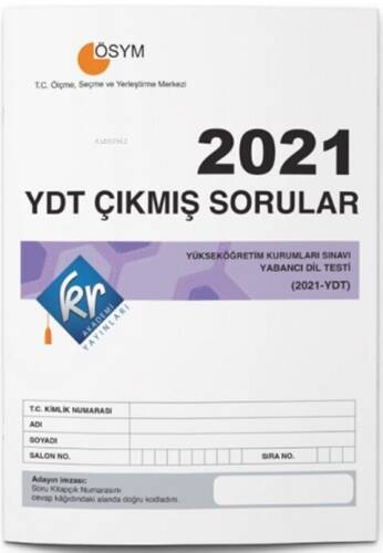 KR Akademi 2021 YDT Tıpkı Basım Çıkmış Sorular - 1