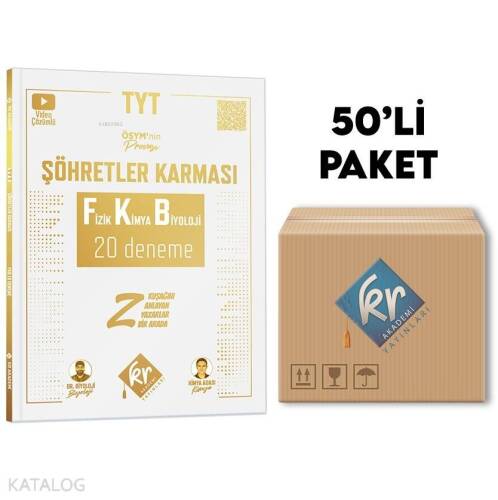 KR Akademi Yayınları TYT Şöhretler Karması Fizik Kimya Biyoloji FKB 20 Deneme 50'li Paket - 1