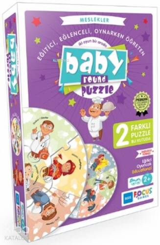 Meslekler / Baby Round - Puzzle ( BF075 );14 Parça İngilizce / Türkçe İki Oyun Bir Arada - 1