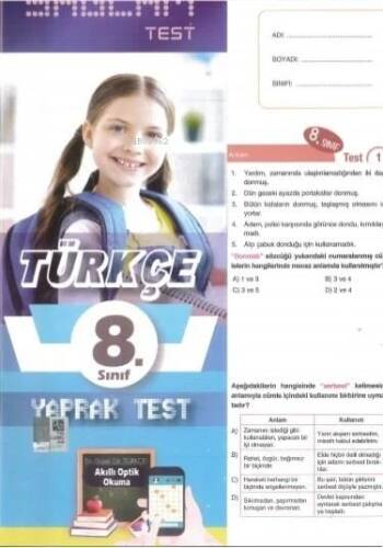 Molekül 8. Sınıf Türkçe Yaprak Test - 1