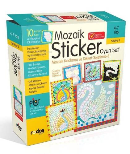 Mozaik Stickerli Oyun Seti - Kodlama ve Dikkat Geliştirme Seviye 3 (4-7 Yaş) - 1