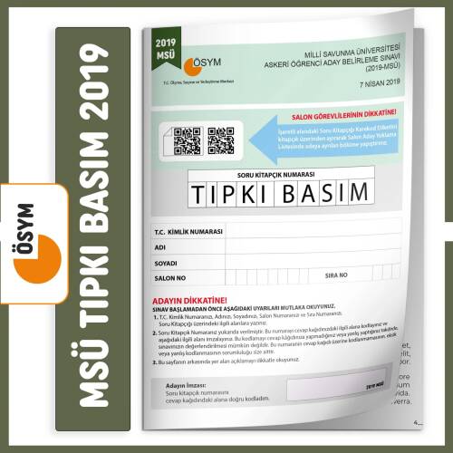 MSÜ 2019 ÖSYM Tıpkı Basım Türkiye Geneli Dijital Çözümlü Çıkmış Soru Kitapçığı - 1