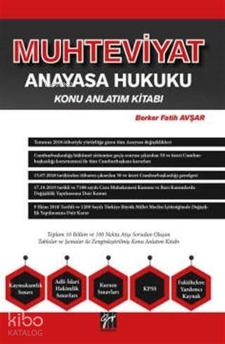 Muhteviyat Anayasa Hukuku Konu Anlatım Kitabı - 1