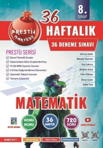 Nartest Yayınevi 8. Sınıf Haftalık Matematik Denemeleri - 1