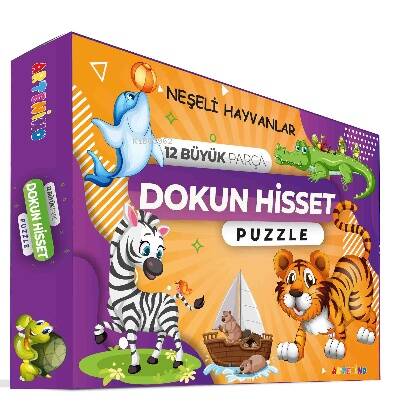 Neşeli Hayvanları 12 Büyük Parça Dokun Hisset Puzzle - 1