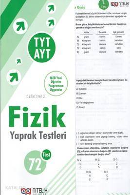 Nitelik Yayınları TYT AYT Fizik Yaprak Testleri - 1