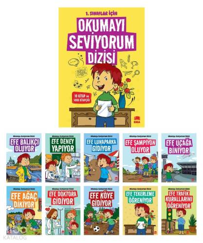 Okumayı Seviyorum Seti (10 Kitap Takım - Küçük Boy); 1. ve 2. Sınıflar İçin Eğik Yazılı - 1