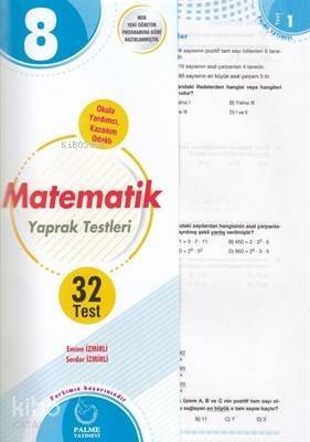 Palme - 8. Sınıf Matematik Yaprak Test Yeni 2019 - 1