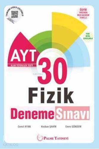 Palme Yayınları AYT Fizik 30 Deneme Sınavı Palme - 1