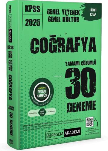 Pegem 2025 KPSS Genel Yetenek Genel Kültür Coğrafya Tamamı Çözümlü 30 Deneme - 1