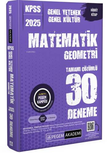 Pegem 2025 KPSS Genel Yetenek Genel Kültür Matematik-Geometri Tamamı Çözümlü 30 Deneme - 1