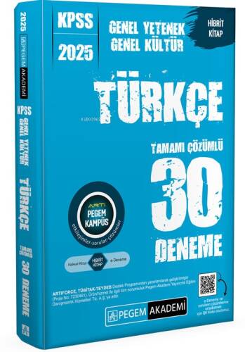 Pegem 2025 KPSS Genel Yetenek Genel Kültür Türkçe Tamamı Çözümlü 30 Deneme - 1