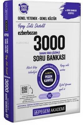 Pegem Akademi 2025 KPSS Genel Yetenek Genel Kültür Ezberbozan 3000 Tamamı Çözümlü Soru Bankası - 1