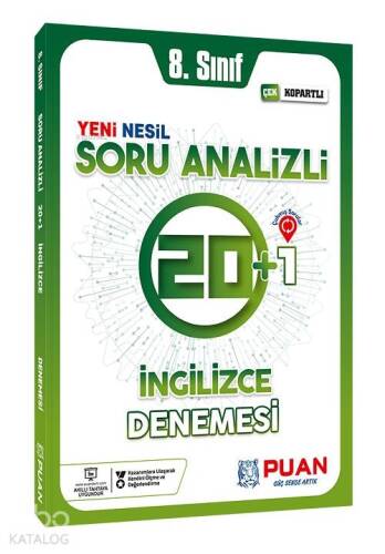 Puan Yayınları 8. Sınıf LGS İngilizce Soru Analizli 20+1 Deneme Puan - 1