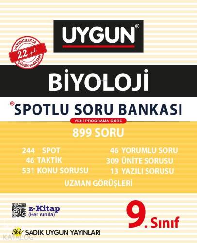 Sadık Uygun Yayınları 9. Sınıf Biyoloji Spotlu Soru Bankası Sadık Uygun - 1