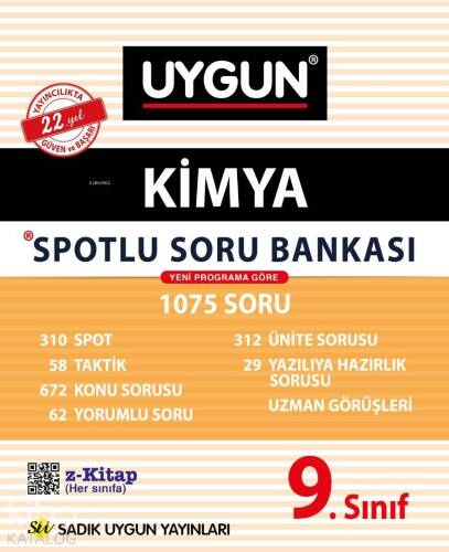 Sadık Uygun Yayınları 9. Sınıf Kimya Spotlu Soru Bankası Sadık Uygun - 1