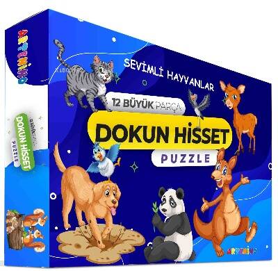 Sevimli Hayvanları 12 Büyük Parça Dokun Hisset Puzzle - 1