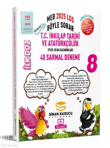 Sinan Kuzucu Yayınları 2025 LGS 8. Sınıf İlk Doz 40 Sarmal Branş Denemeleri T.C İnkılap Tarihi Ve Atatürkçülük Deneme - 1