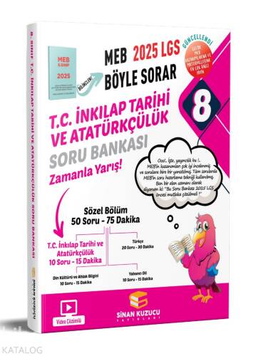 Sinan Kuzucu Yayınları 8. Sınıf 2025 Lgs Meb Böyle Sorar T.C. İnkılap Tarihi ve Atatürkçülük Soru Bankası Video Çözümlü - 1