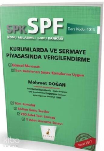 SPK - SPF Kurumlarda ve Sermaye Piyasasında Vergilendirme Konu Anlatımlı Soru Bankası; 1013 - 1