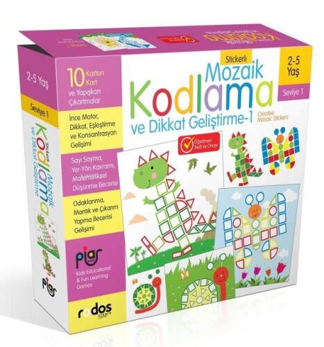 Stickerli Mozaik Kodlama ve Dikkat Geliştirme - Seviye 1 (2-5 Yaş) - 1