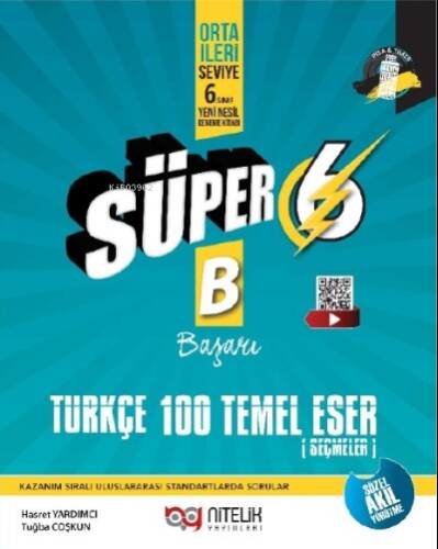 Süper 6 Türkçe 100 Temel Eser Yeni Nesil Soru Kitabı - 1