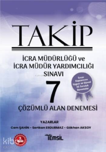 Takip İcra Müdürlüğü ve İcra Müdür Yardımcılığı Sınavı Çözümlü; Çözümlü 7 Alan Denemesi - 1