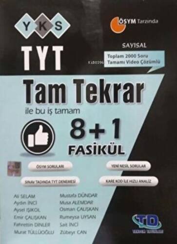 Tandem Yayınları Tyt Tam Tekrar Eşit Ağırlık 8 + 1 Fasikül - 1