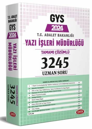 T.C. Adalet Bakanlığı Yazı İşleri Müdürlüğü GYS Tamamı Çözümlü 3245 Uzman Soru Bankası - 1