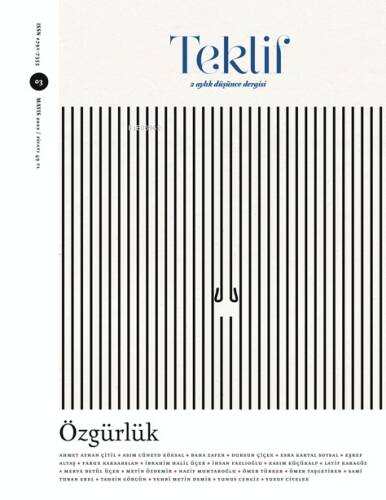 Teklif 3. Sayı;2 Aylık Düşünce Dergisi - 1