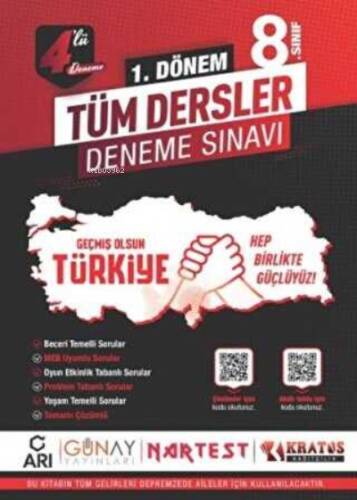 Tekyürek 8. Sınıf 1. Dönem 4’lü Tüm Dersler Deneme Sınavı - 1